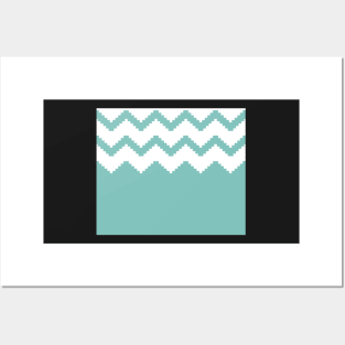 Zigzag geometric pattern - blue and white. Posters and Art